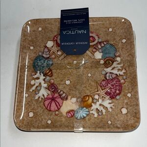 6 Nautica Seashell and Starfish melamine Square Plates.